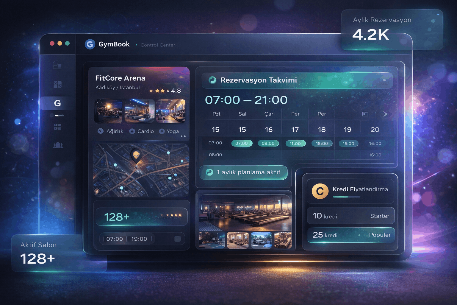 GymBook dashboard mockup